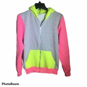 American apparel F497 fleece neon zip up hoodie